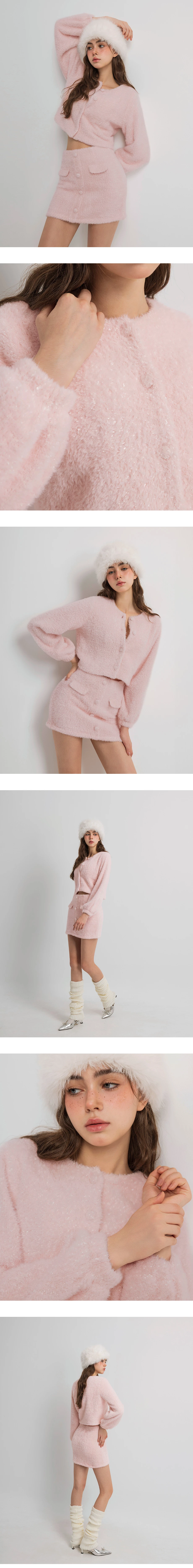 Soft Touch Fluffy Knit Buttoned Cropped Cardigan Top