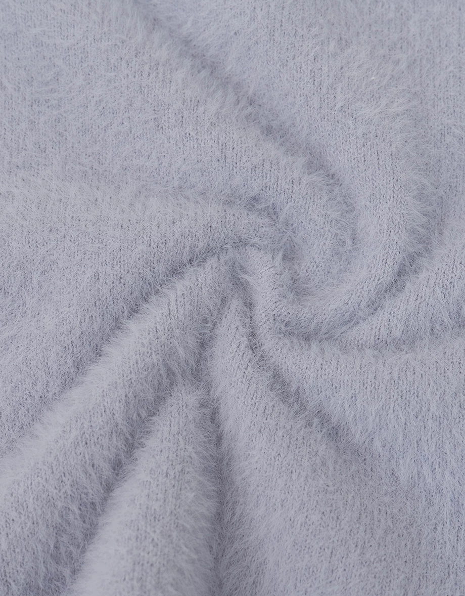 Long Sleeve Cropped Fluffy Outer Top and Spaghetti Strap Mini Dress Set Wear