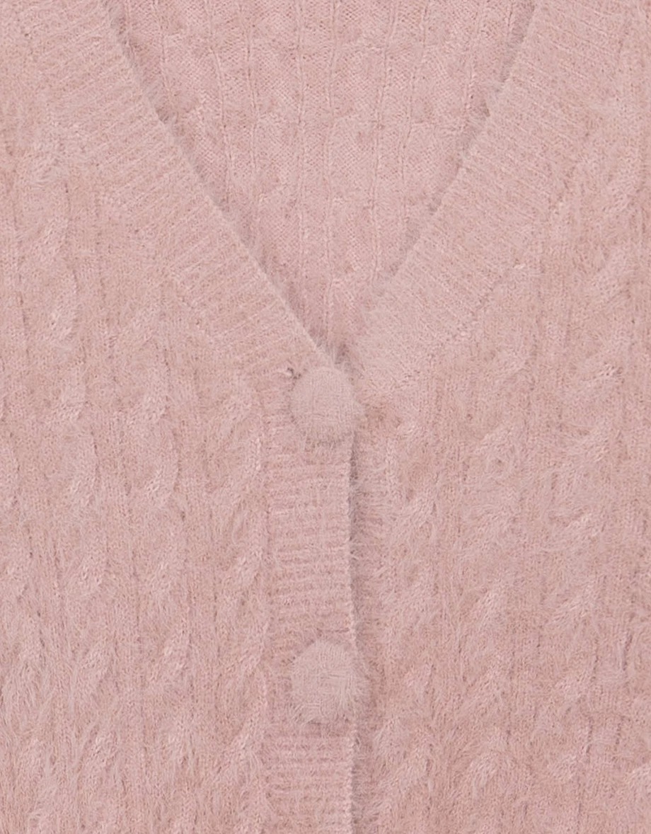 V Neck Fluffy Knit Cropped Cardigan with Button Accents V Neck Fluffy Knit Cropped Cardigan with Button Accents