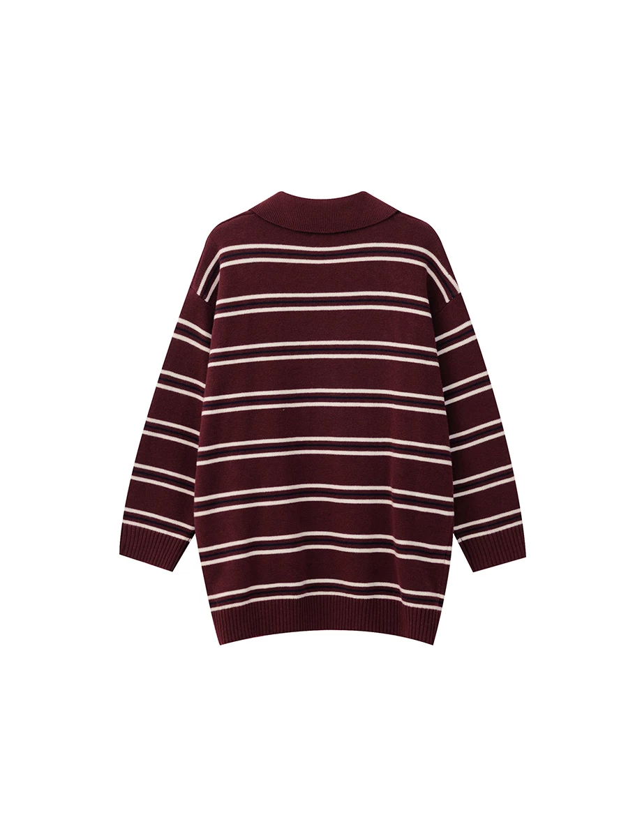 Vintage Striped Knitted Polo Collar Sweater Vintage Striped Knitted Polo Collar Sweater