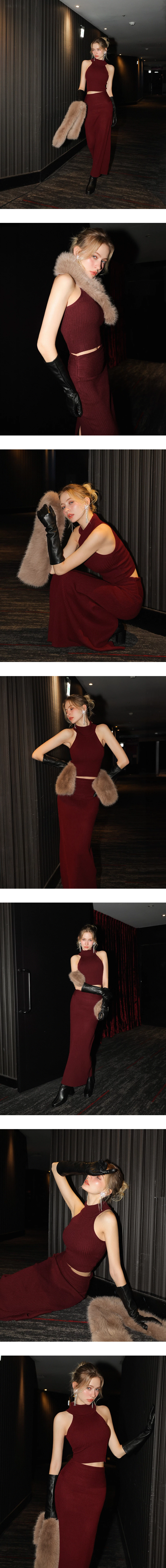 Sleeveless Turtleneck Ribbed Knit Plain Crop Padded Tank Top