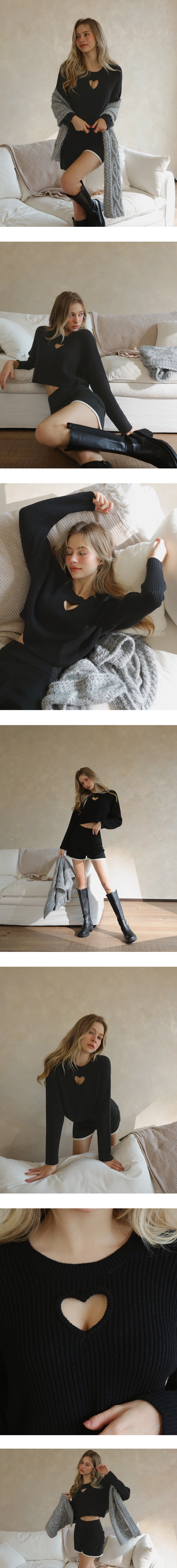 Heart Cut Out Ribbed Cropped Knit Top Heart Cut Out Ribbed Cropped Knit Top