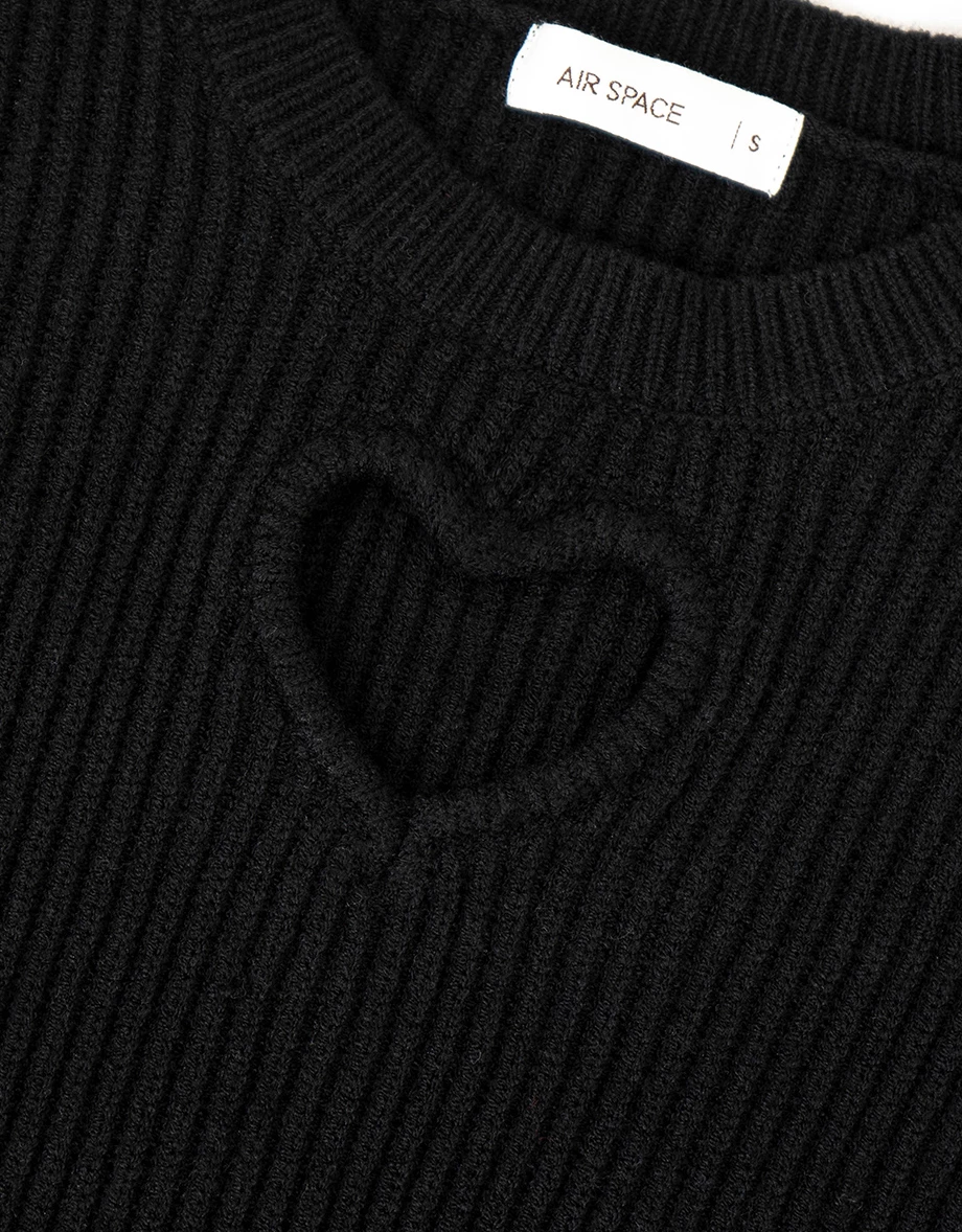 Heart Cut Out Ribbed Cropped Knit Top Heart Cut Out Ribbed Cropped Knit Top
