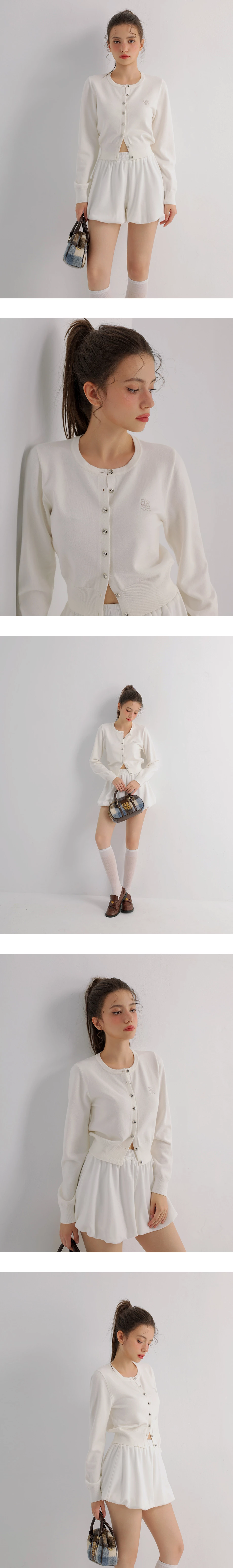 Classic Round Neck Buttoned Knit Cardigan with AIR SPACE Logo Embroidery