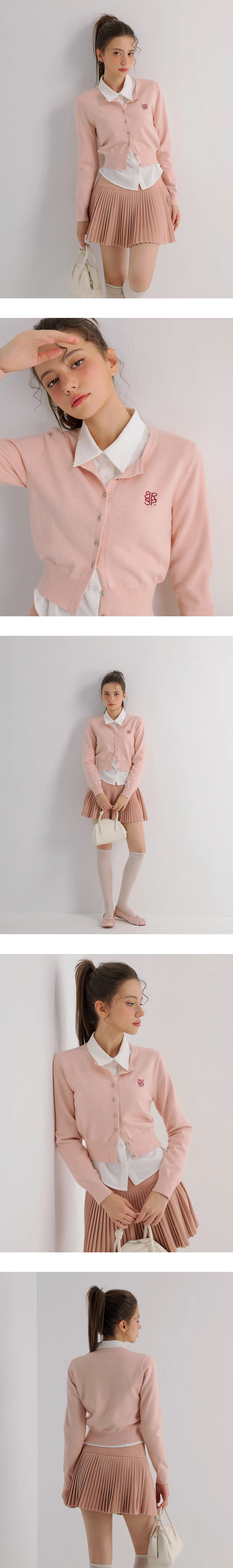 Classic Round Neck Buttoned Knit Cardigan with AIR SPACE Logo Embroidery