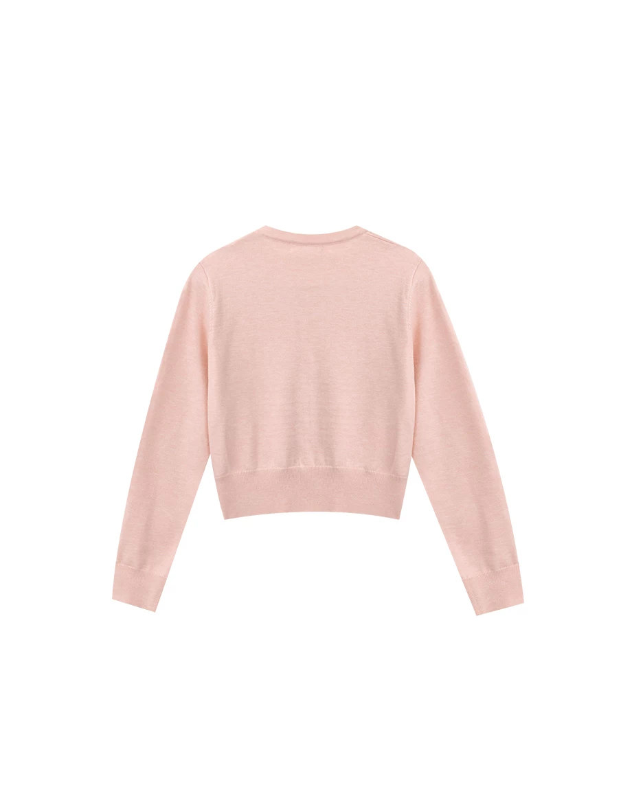 Classic Round Neck Buttoned Knit Cardigan with AIR SPACE Logo Embroidery