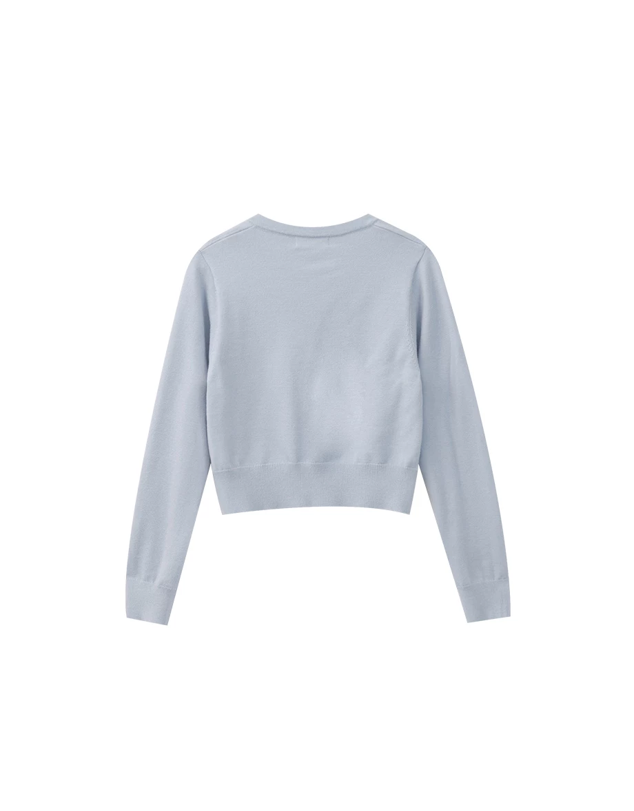 Classic Round Neck Buttoned Knit Cardigan with AIR SPACE Logo Embroidery