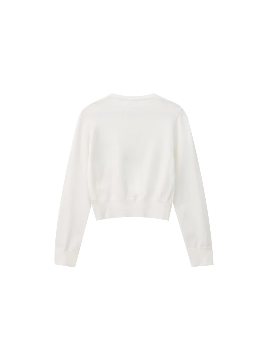 Classic Round Neck Buttoned Knit Cardigan with AIR SPACE Logo Embroidery