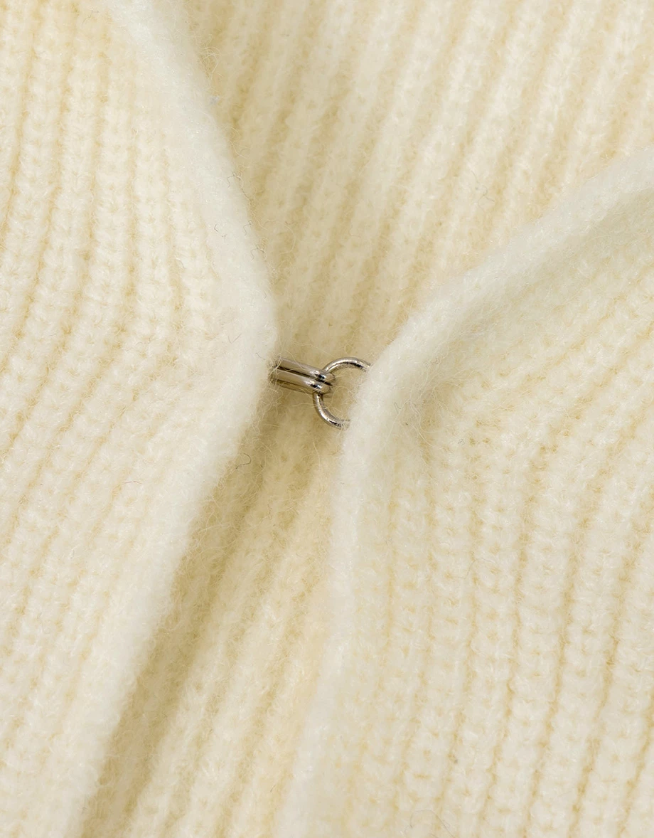 Folded Sailor Collar Hook Front Knit Short Cardigan