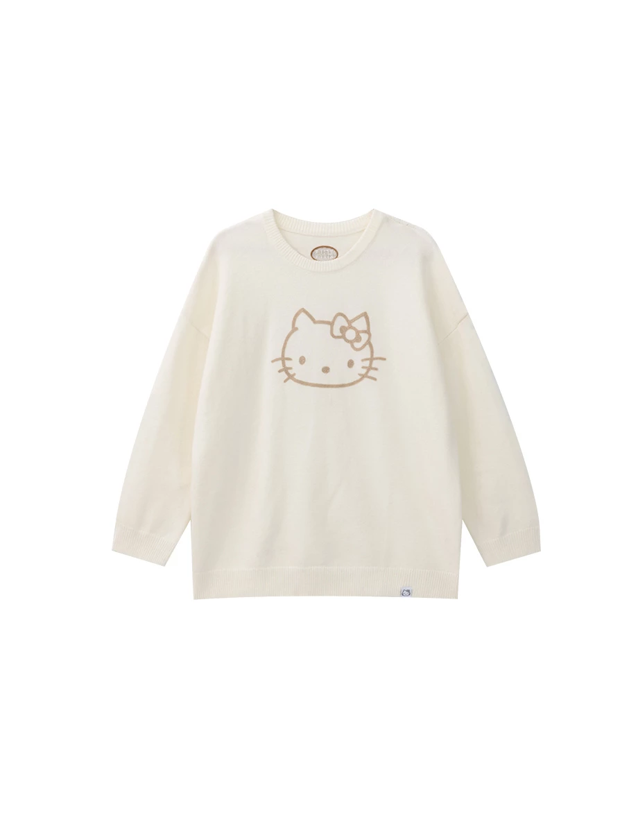 【Hello Kitty Collaboration】Relaxed Fit Pullover with Hello Kitty Outline Motif
