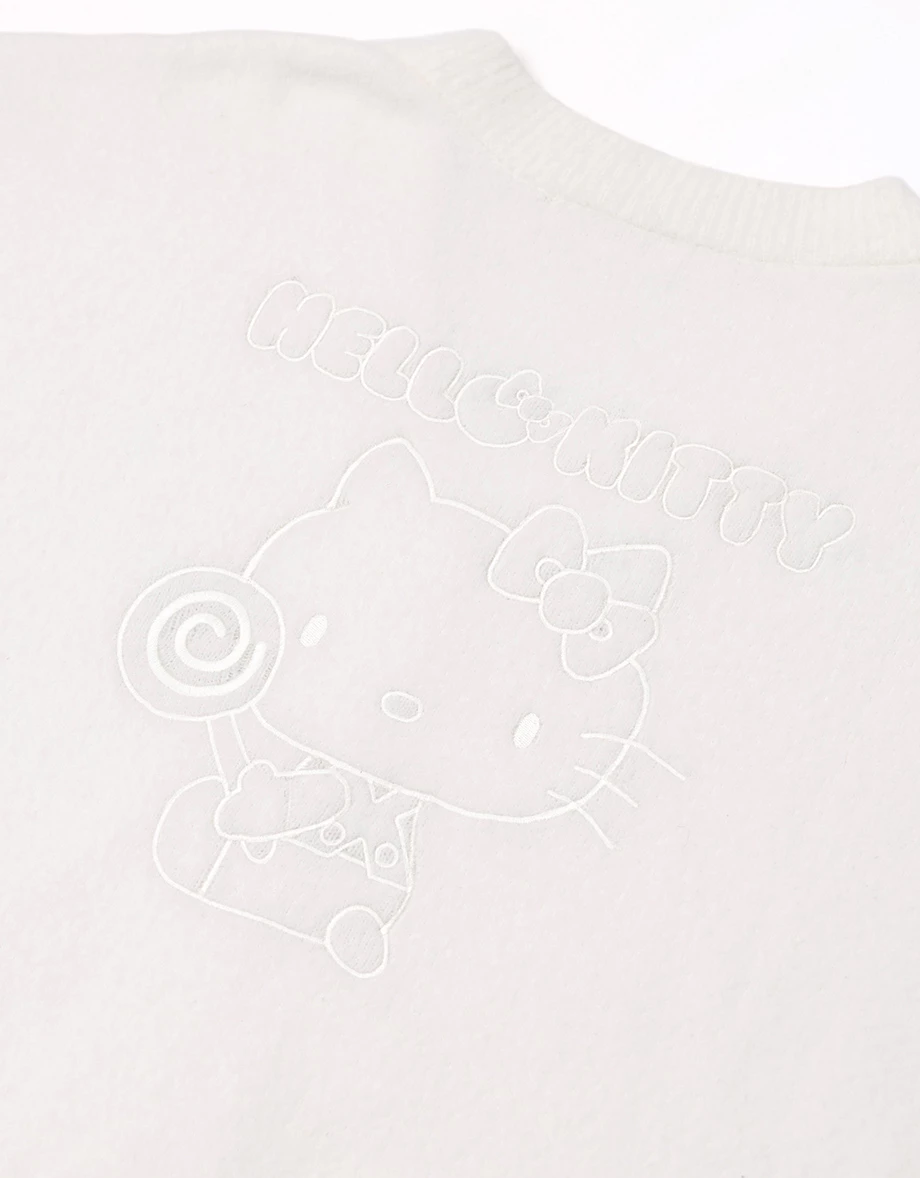 【Hello Kitty Collaboration】Cozy Button Cardigan Featuring Hello Kitty Back Embroidery