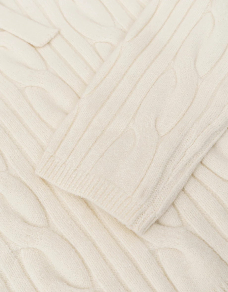 Asymmetric Strap Cable Knit Off Shoulder Long Sleeve Crop Sweater