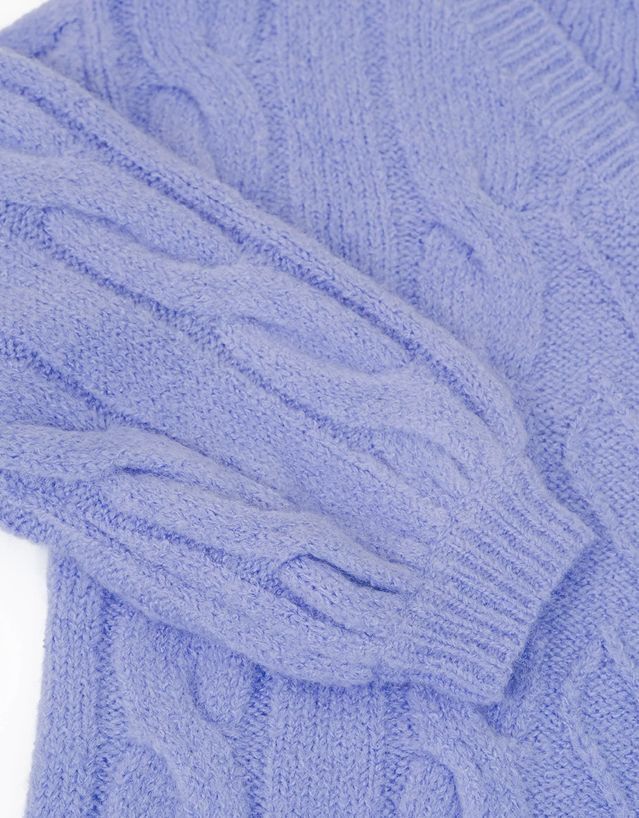 Soft Cable Knit Heart Detail V Neck Long Sleeve Sweater