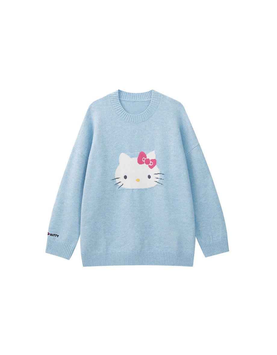 【Hello Kitty Collaboration】Relaxed Fit Knit Sweater with Kitty Motif