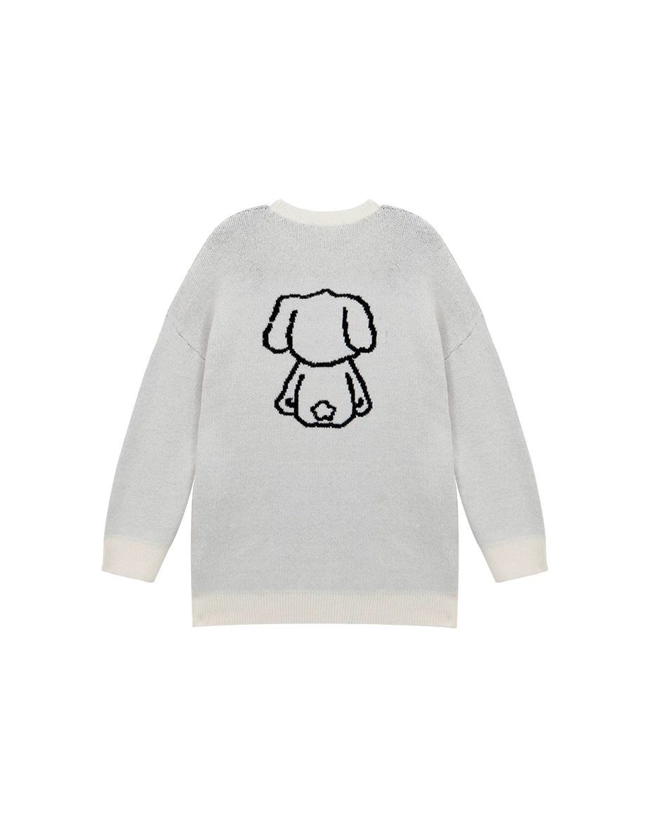 【Lyra & Toby】Toby Back Motif Longline Crew Neck Knit Sweater