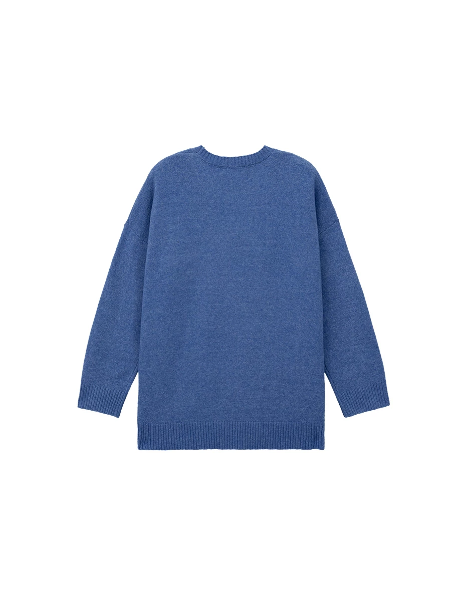 【Lyra & Toby】Color Block Toby Graphic Longline Crew Neck Knit Sweater