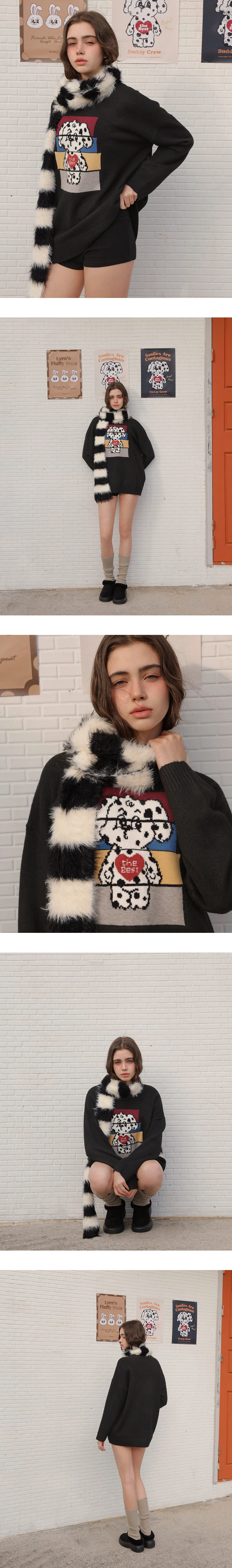 【Lyra & Toby】Color Block Toby Graphic Longline Crew Neck Knit Sweater 【Lyra & Toby】Color Block Toby Graphic Longline Crew Neck Knit Sweater