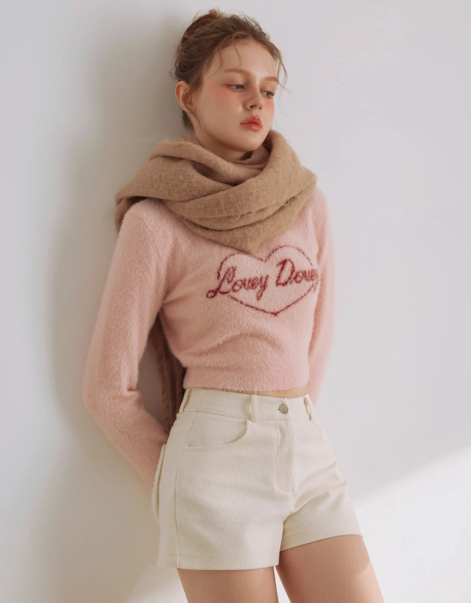 Soft Touch Heart Graphic Fuzzy Knit Sweater Soft Touch Heart Graphic Fuzzy Knit Sweater