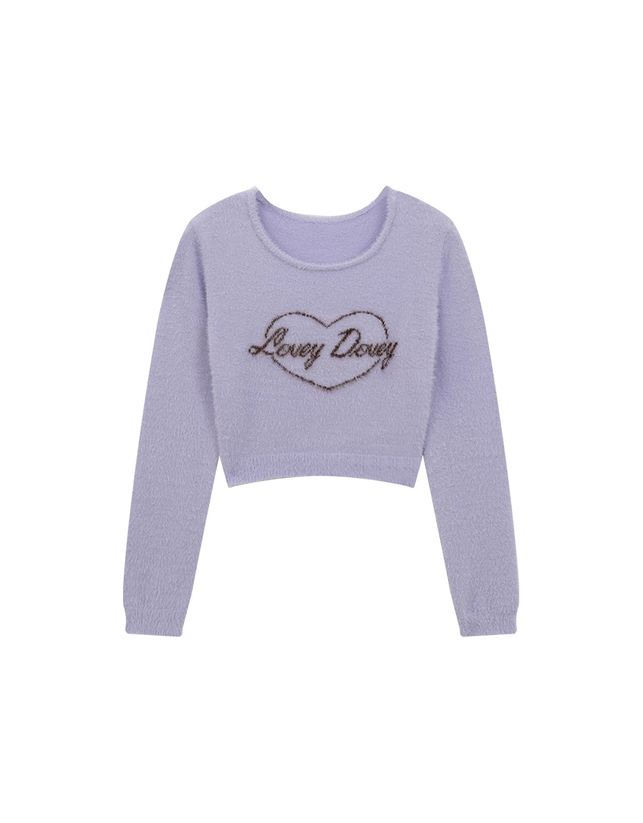 Soft Touch Heart Graphic Fuzzy Knit Sweater