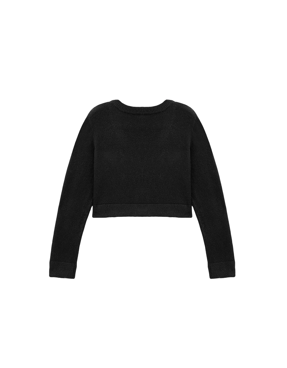 【Lyra & Toby】Graphic Star Patch V Neck Knit Cropped Cardigan 【Lyra & Toby】Graphic Star Patch V Neck Knit Cropped Cardigan