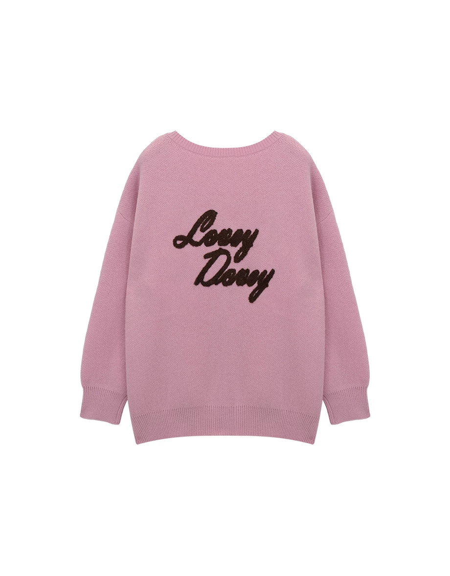Lovey Dovey Back Print Longline Button Front Knit Cardigan