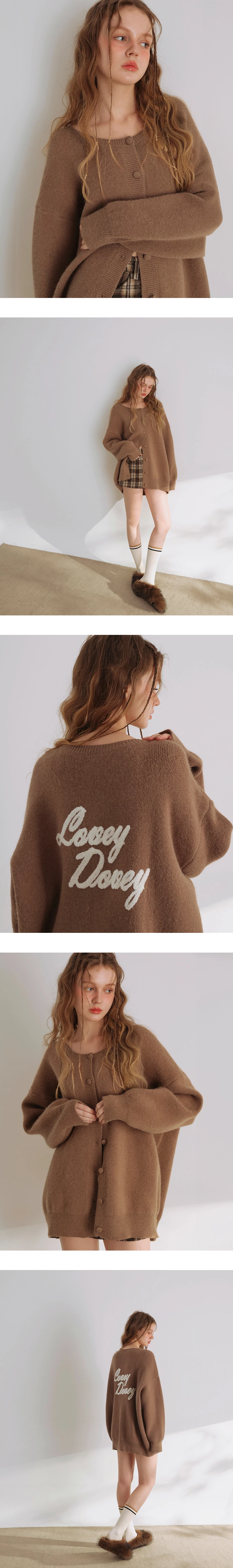 Lovey Dovey Back Print Longline Button Front Knit Cardigan