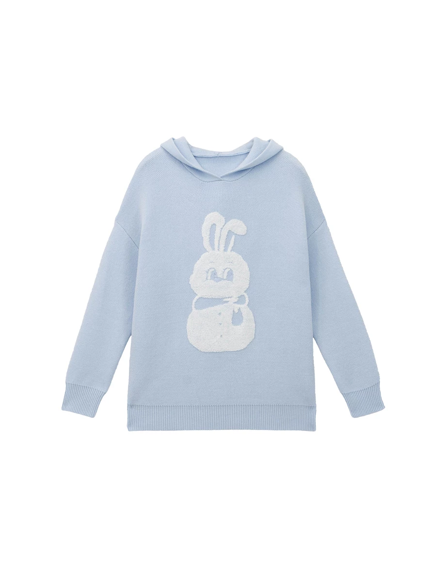 【Lyra & Toby】Graphic Hooded Knit Pullover Sweater 【Lyra & Toby】Graphic Hooded Knit Pullover Sweater