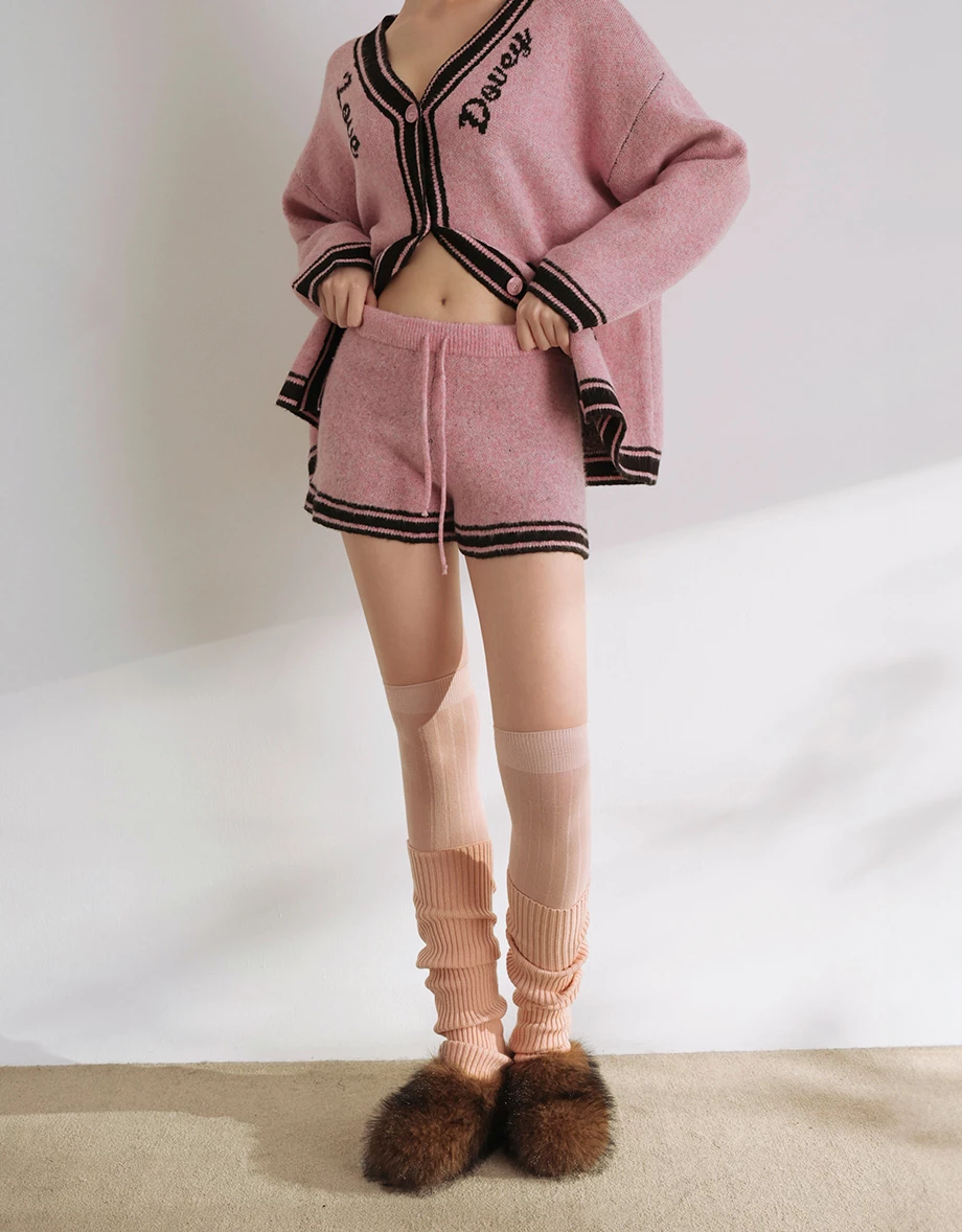 Contrast Trim Drawstring Waist Knit Lounge Shorts