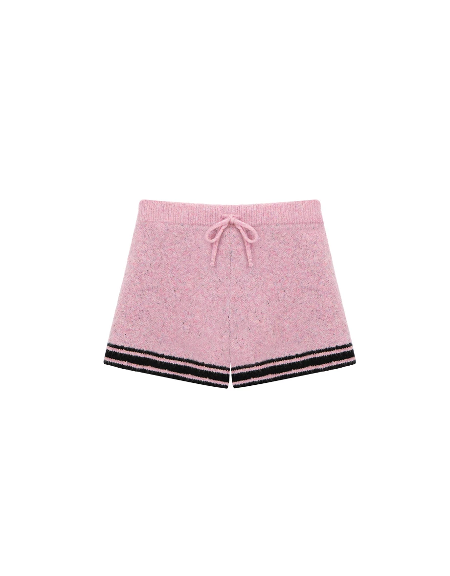 Contrast Trim Drawstring Waist Knit Lounge Shorts
