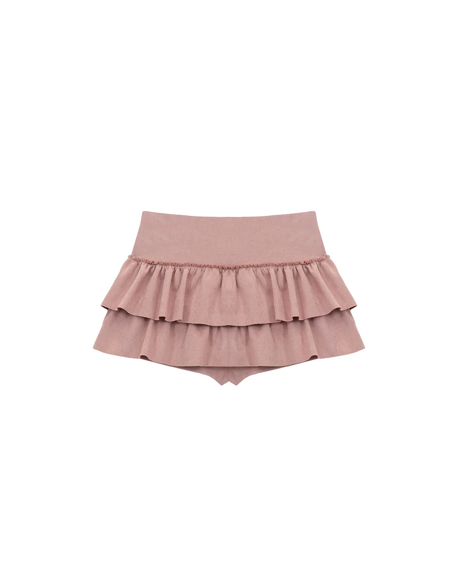 Tiered Ruffle Mini Skirt with Waist Panel Detail