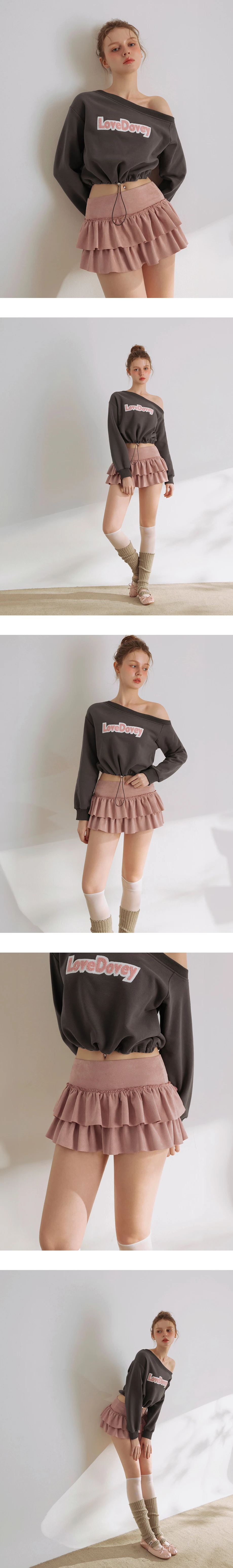 Tiered Ruffle Mini Skirt with Waist Panel Detail