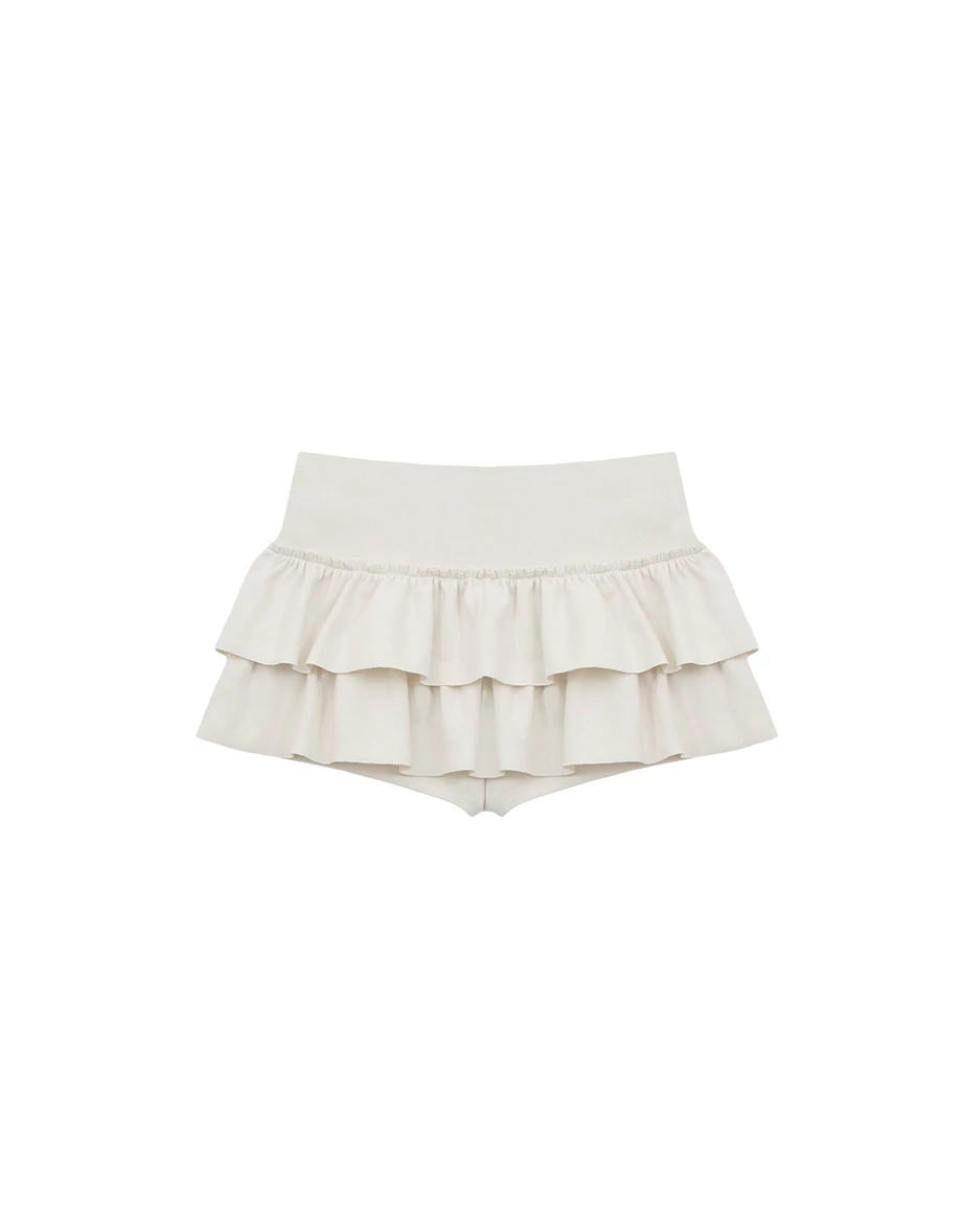 Tiered Ruffle Mini Skirt with Waist Panel Detail