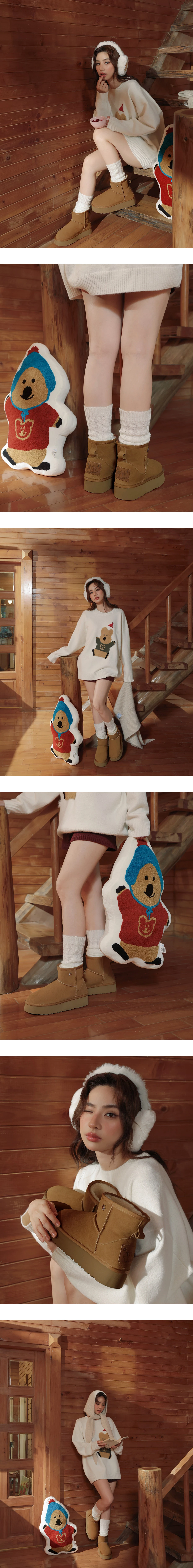 【DINOTAENG】Snowflake Platform Ankle Snow Boots ( Thick Sole Design) 【DINOTAENG】Snowflake Platform Ankle Snow Boots ( Thick Sole Design)