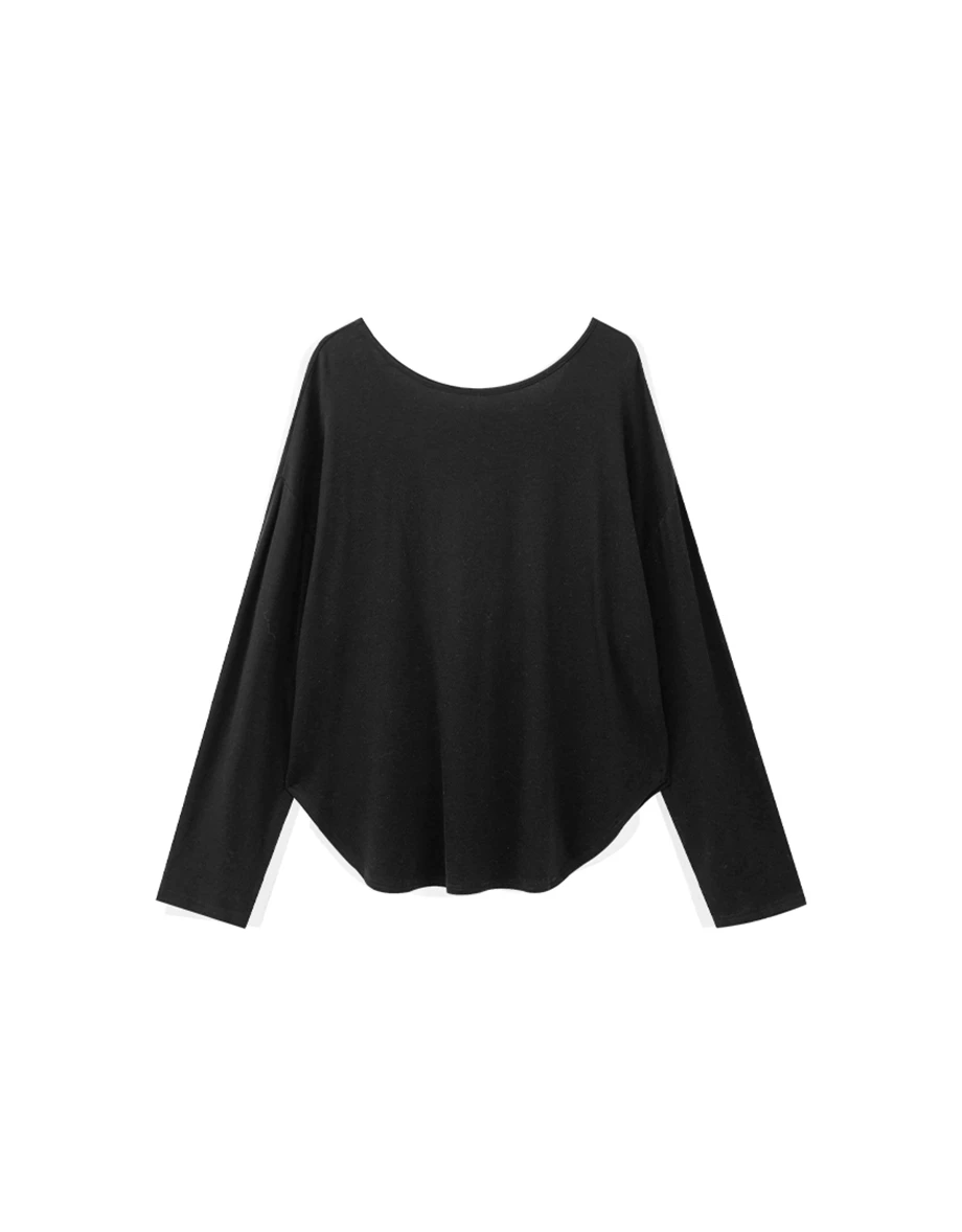 Heat Tech Plain Convertible Neckline Long Sleeve Top