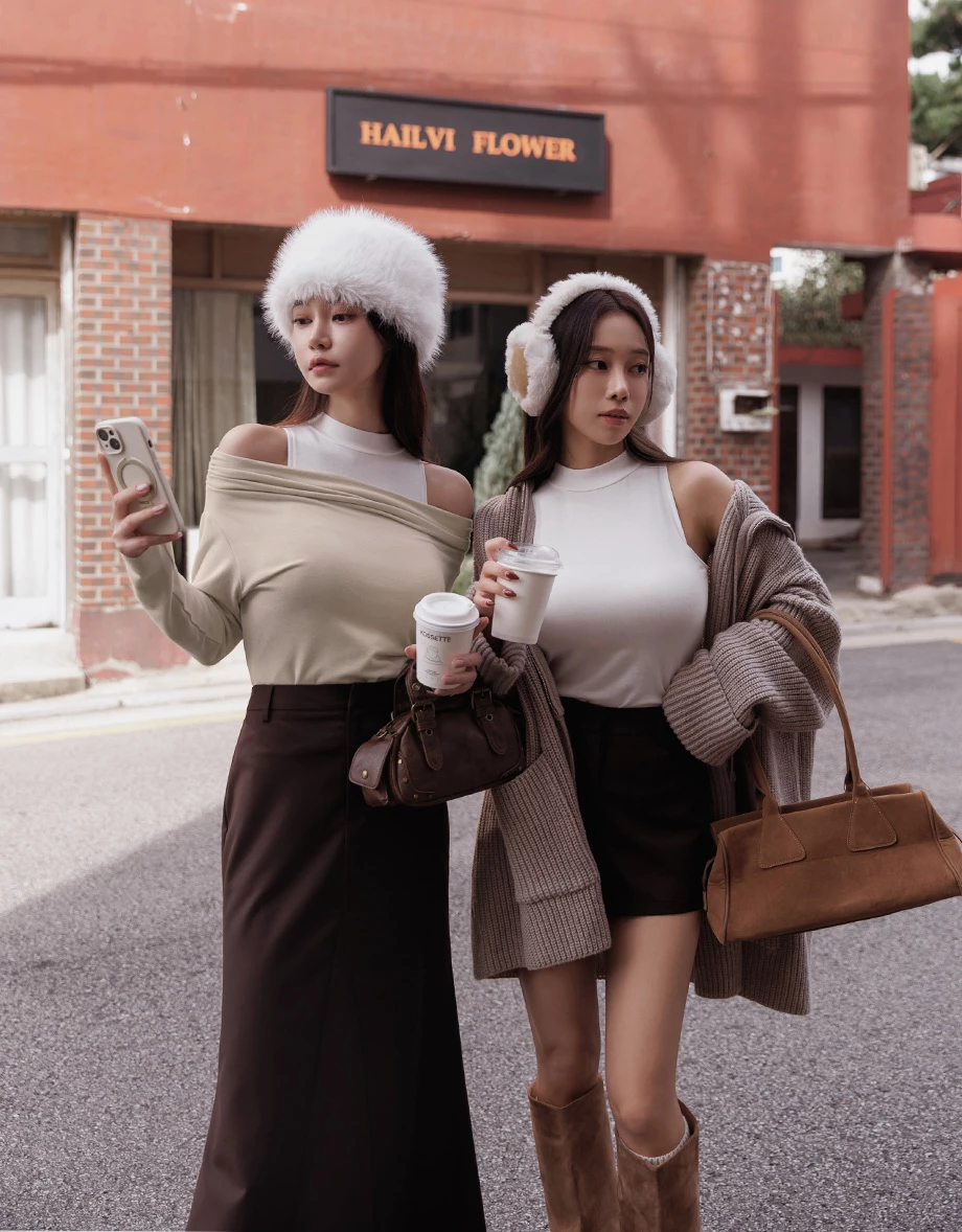 Heat Tech Plain Off Shoulder Long Sleeve Fitted Knit Top