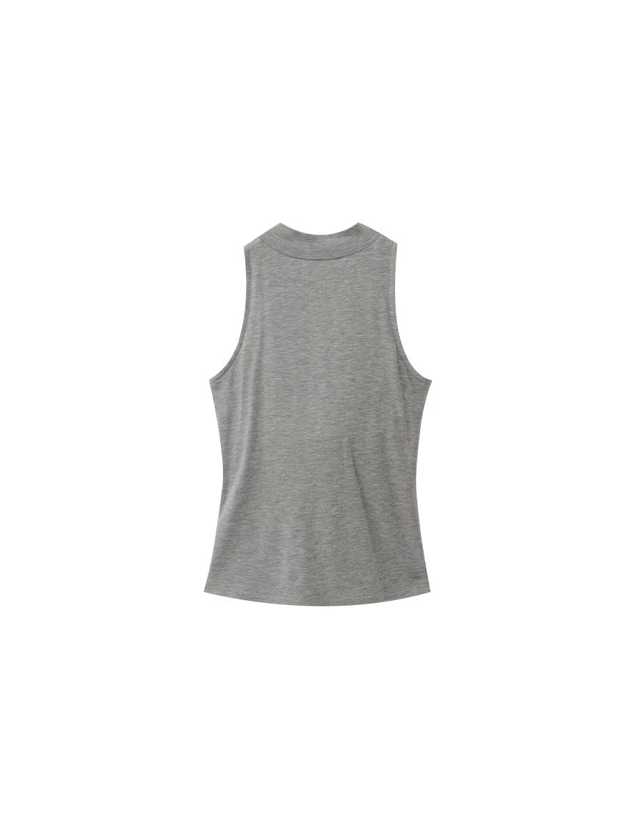 Heat Tech Mock Neck Stretch Knit Sleeveless Padded Tank Top