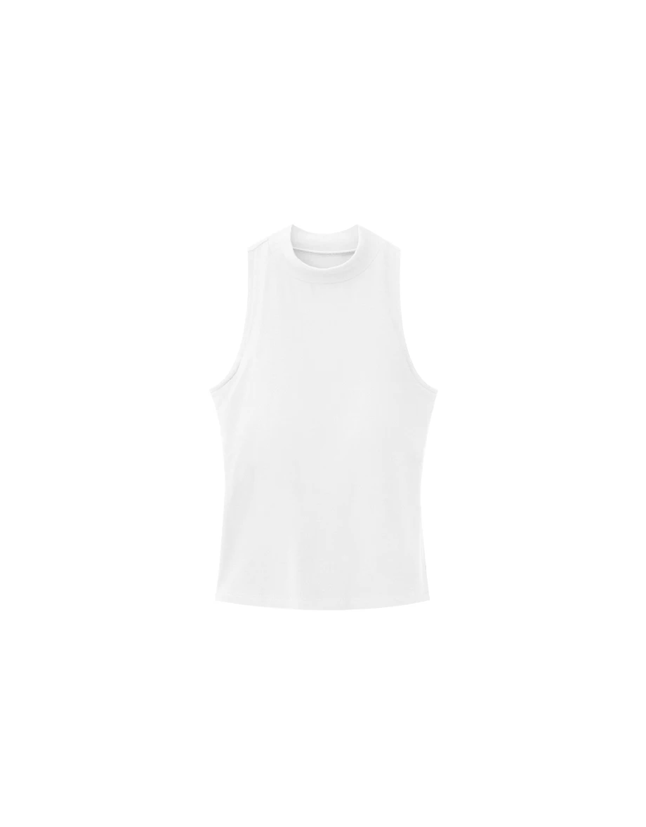 Heat Tech Mock Neck Stretch Knit Sleeveless Padded Tank Top