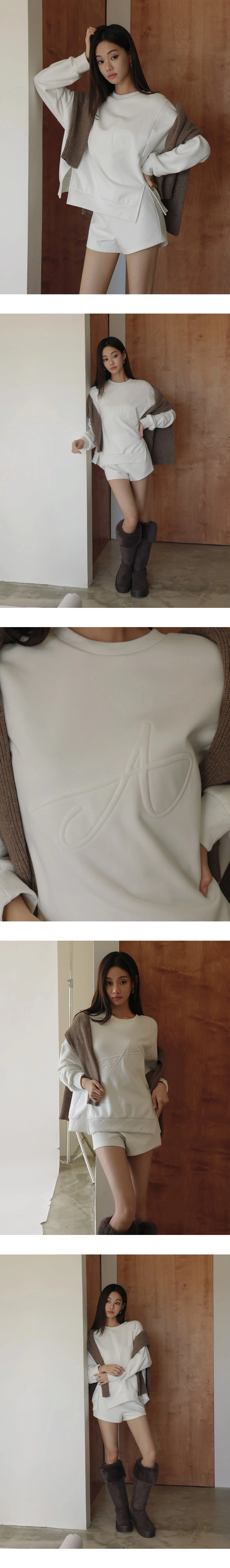 Embossed Logo Oversized Pullover Sweatshirt