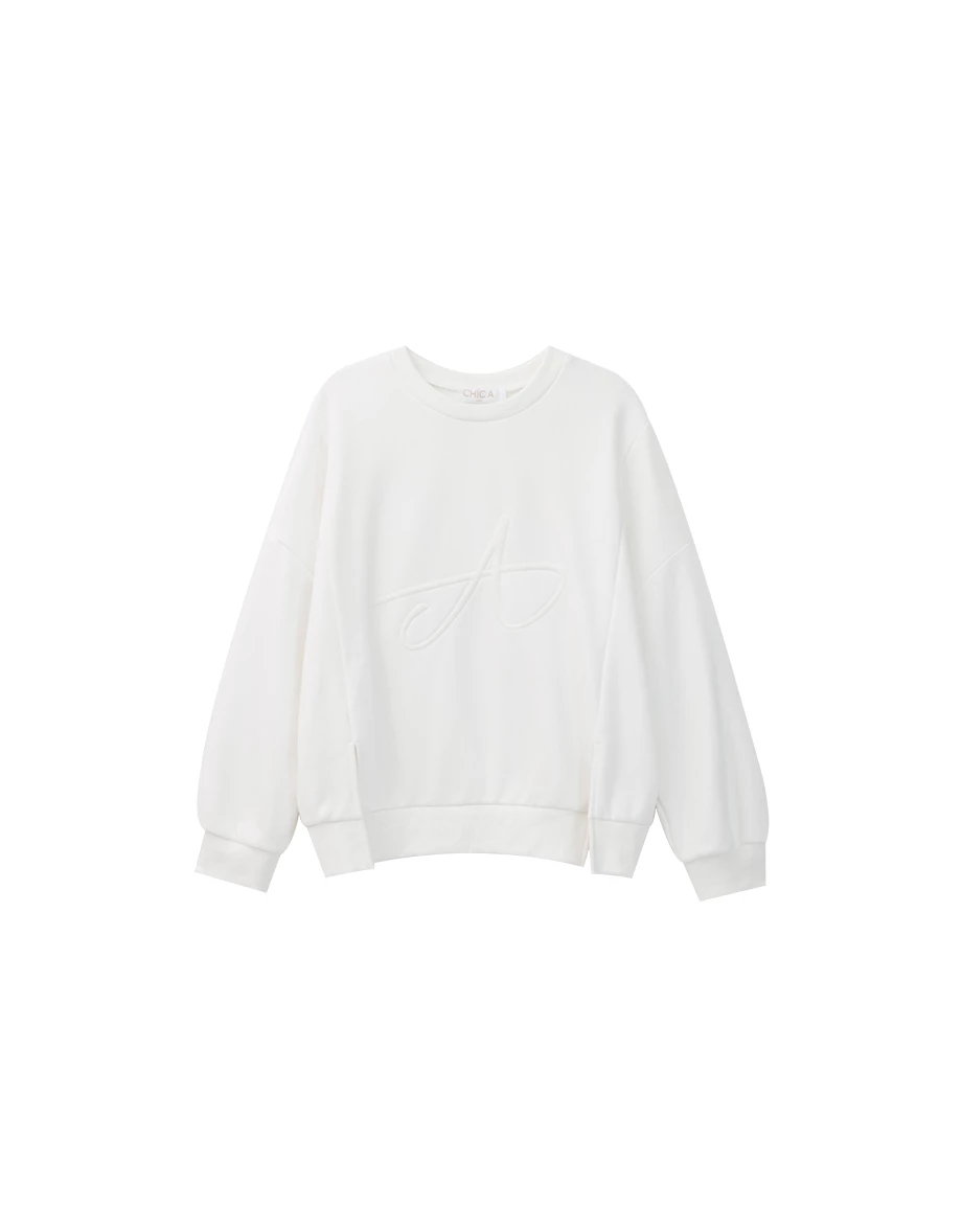 Embossed Logo Oversized Pullover Sweatshirt