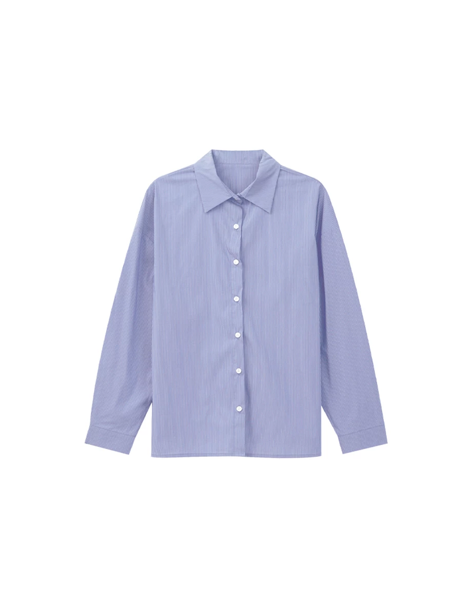 Oversized Pinstripe Long Sleeve Button Down Shirt Blouse