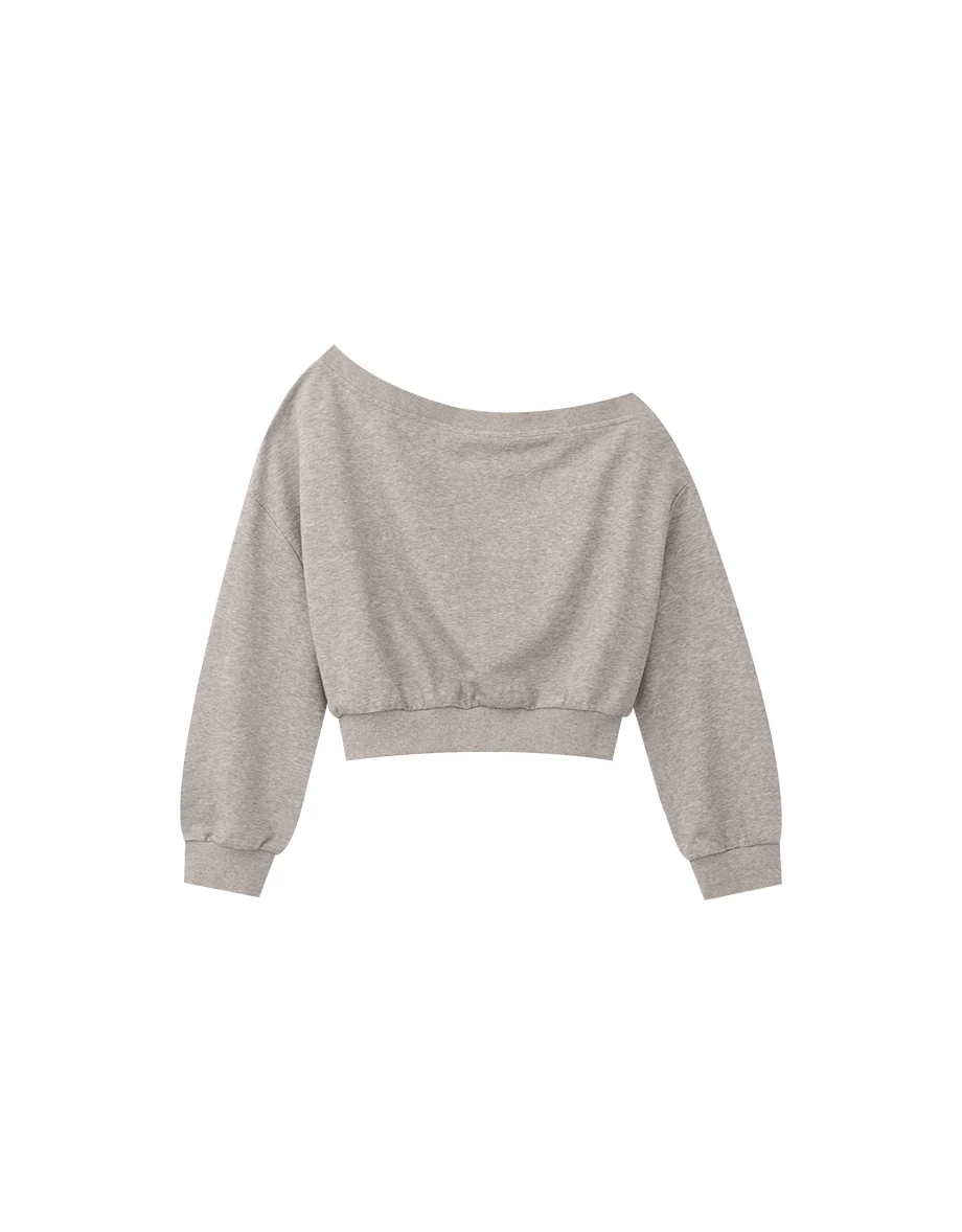 Asymmetric Off Shoulder Cropped Sweatshirt Asymmetric Off Shoulder Cropped Sweatshirt