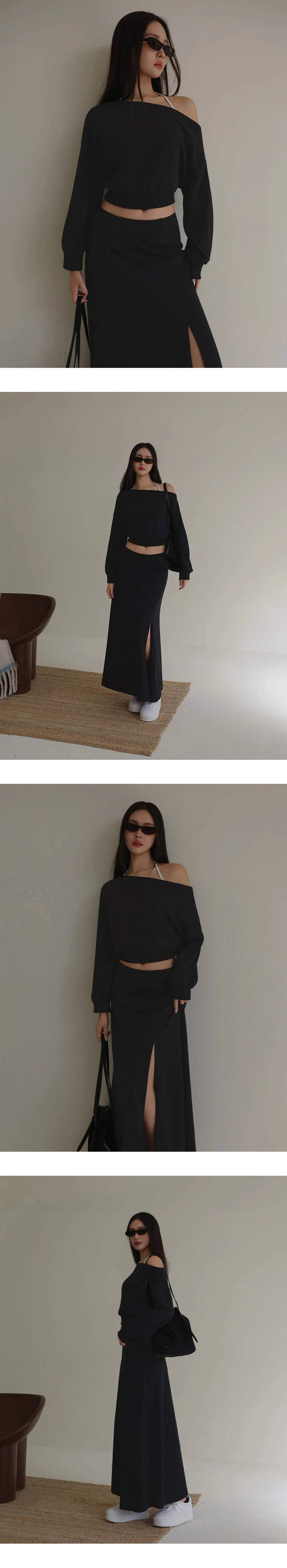 Asymmetric Off Shoulder Cropped Sweatshirt