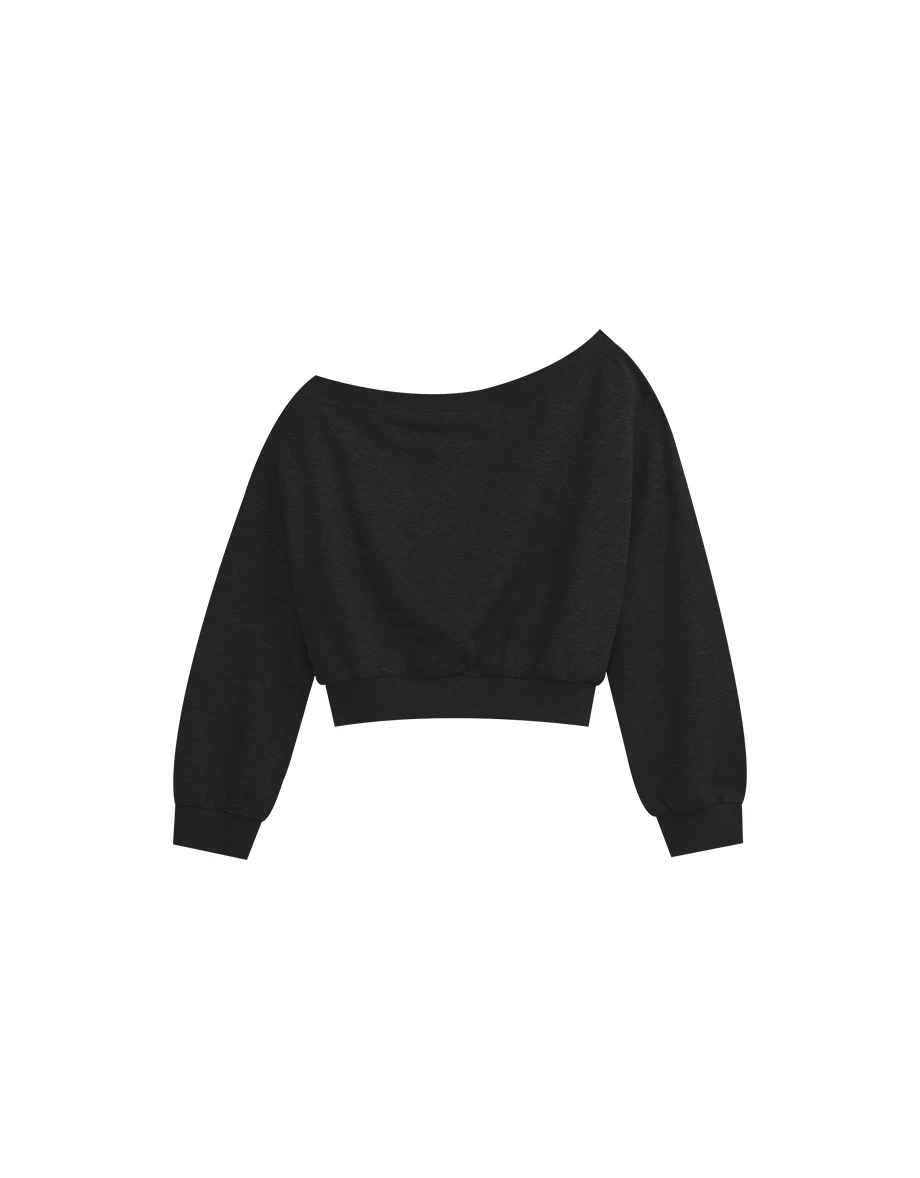 Asymmetric Off Shoulder Cropped Sweatshirt