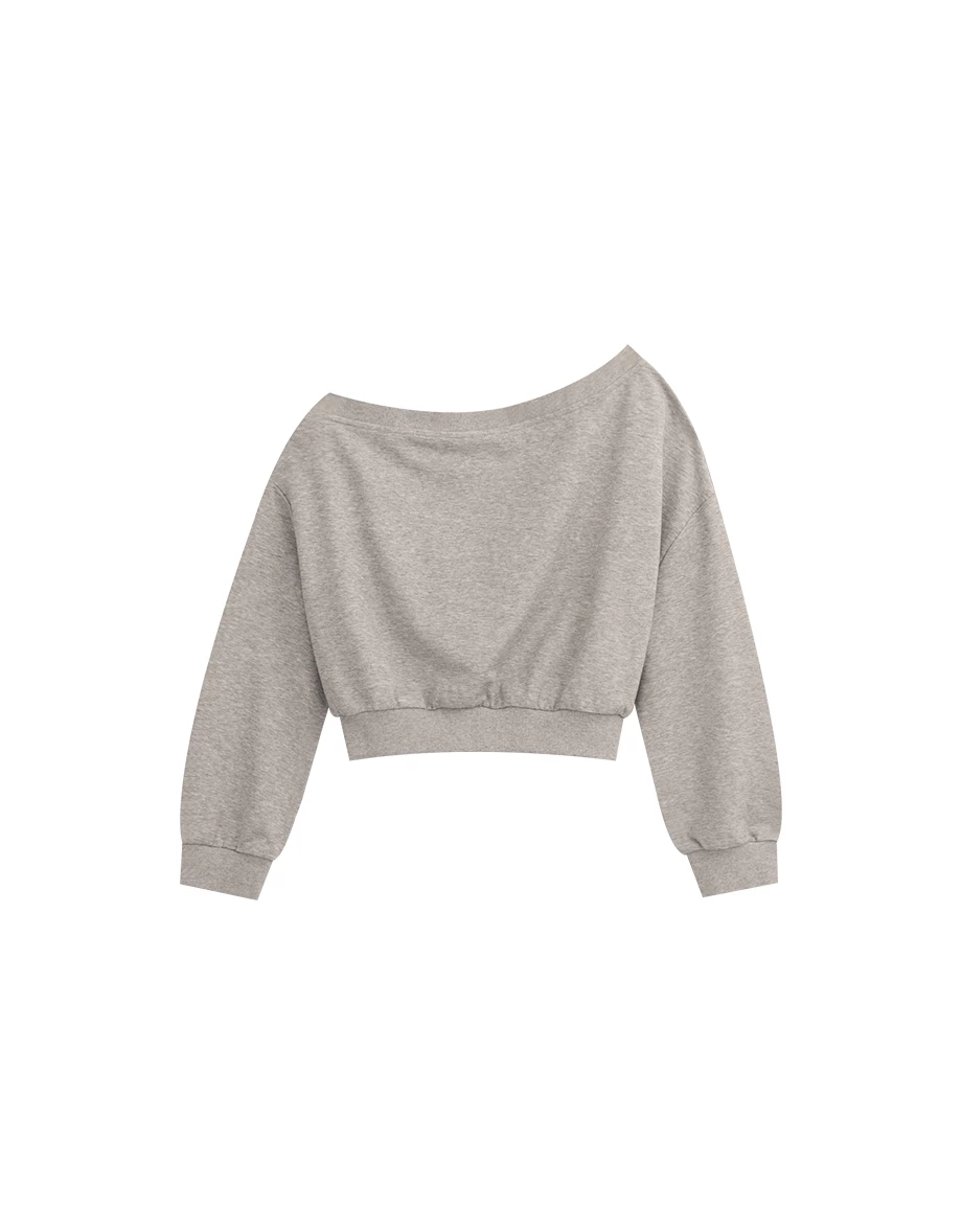 Asymmetric Off Shoulder Cropped Sweatshirt