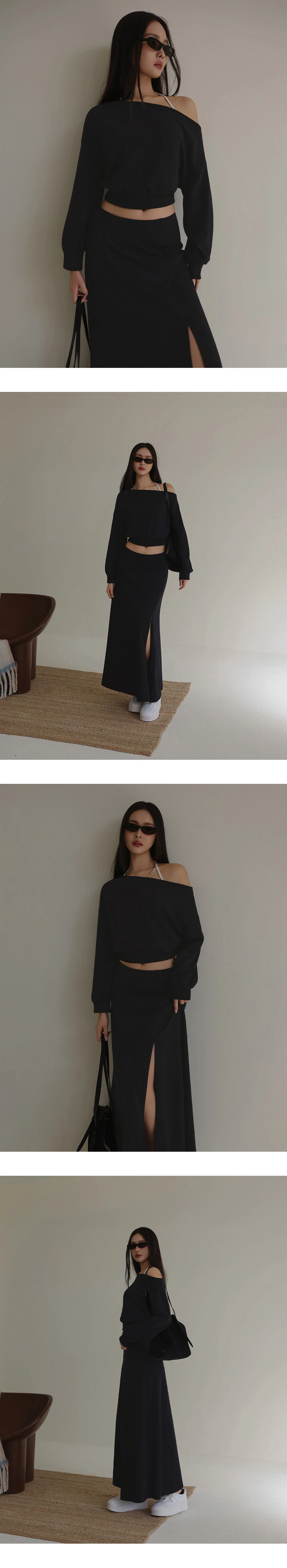 Asymmetric Off Shoulder Cropped Sweatshirt