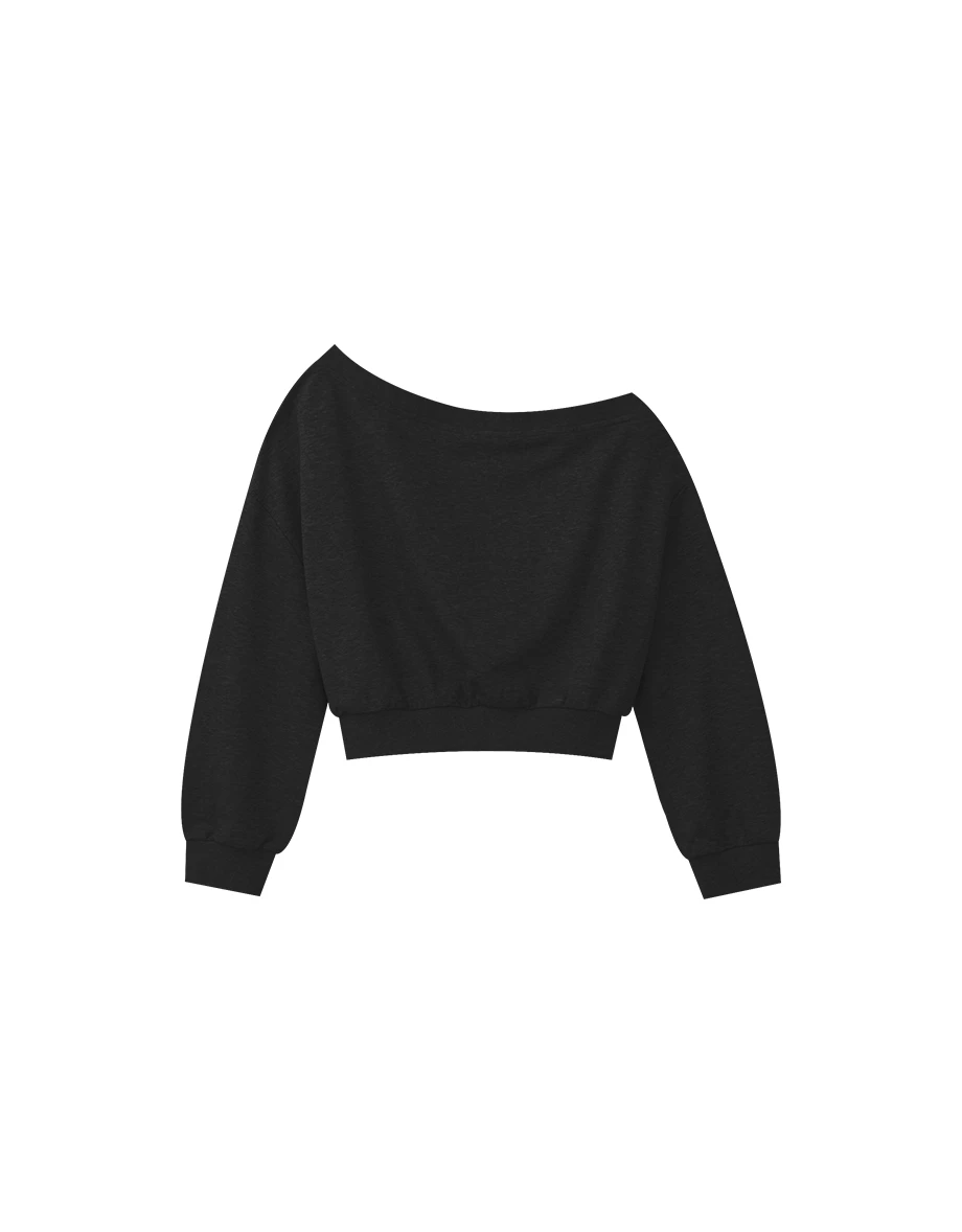 Asymmetric Off Shoulder Cropped Sweatshirt
