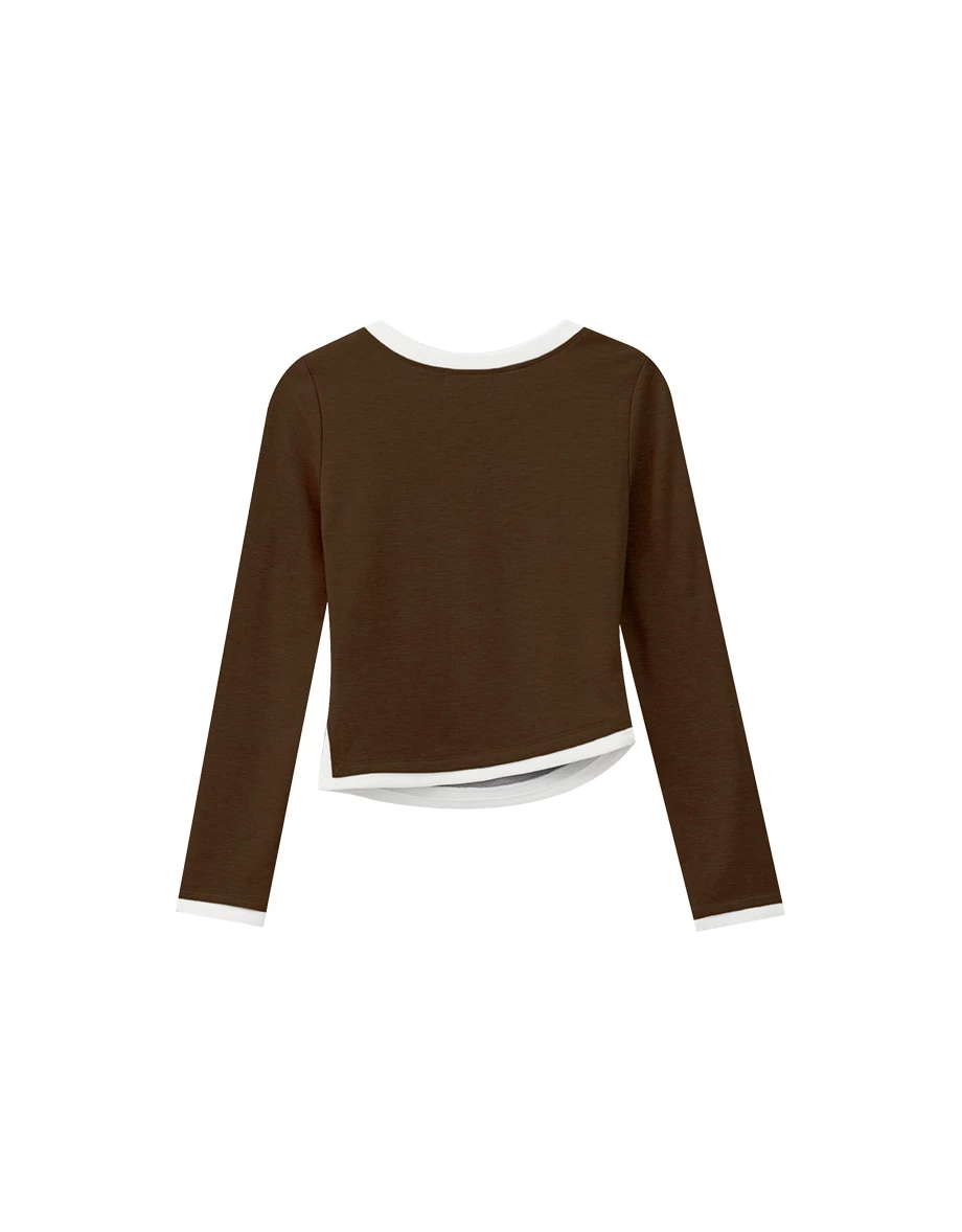 【Heat Tech】Contrast Trim Fitted Long Sleeve Top 【Heat Tech】Contrast Trim Fitted Long Sleeve Top