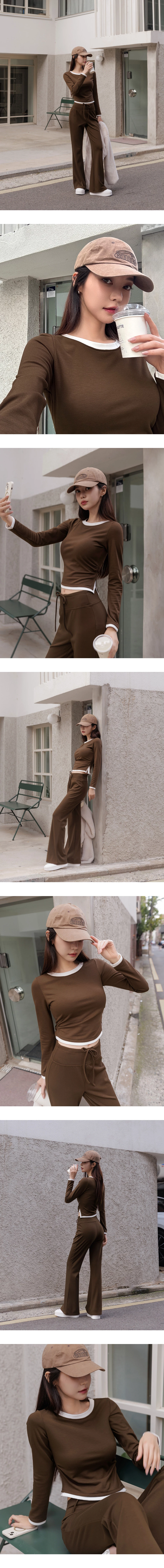 【Heat Tech】Contrast Trim Fitted Long Sleeve Top 【Heat Tech】Contrast Trim Fitted Long Sleeve Top