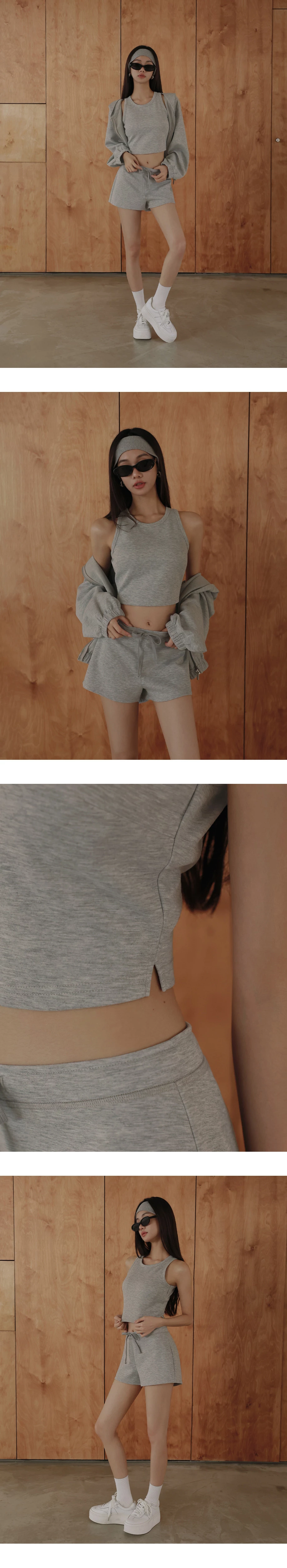 Soft Stretch Cotton Scoop Neck Crop Padded Tank Top