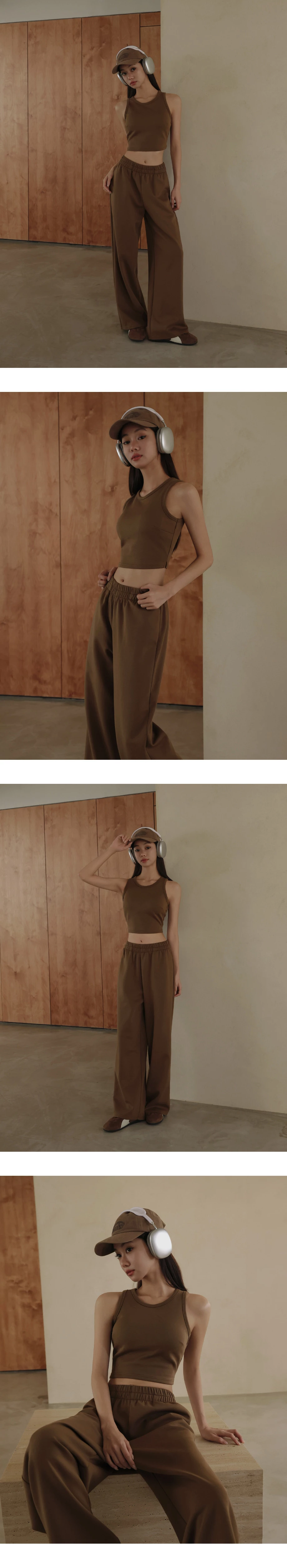 Soft Stretch Cotton Scoop Neck Crop Padded Tank Top